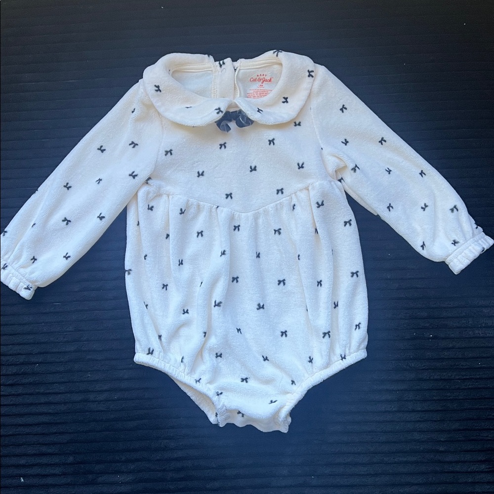 Cat & Jack Cream Bodysuit with Black Bow Pattern